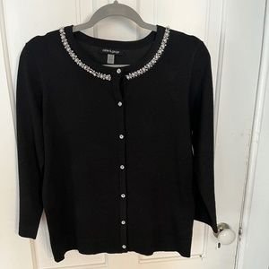 Cable & Gage beaded 3/4 sleeve cardigan - M